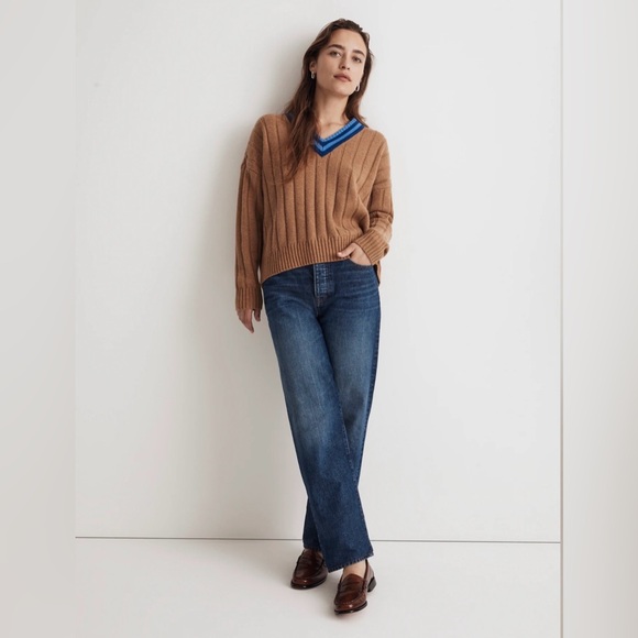 Madewell Tipped V-Neck Oversized Sweater NWT Size Large - Picture 3 of 10